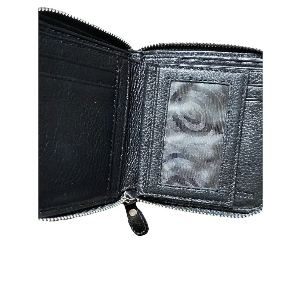 Brighton Bifold Wallet  Multi Packets Black Leather Inside ID Card Holder